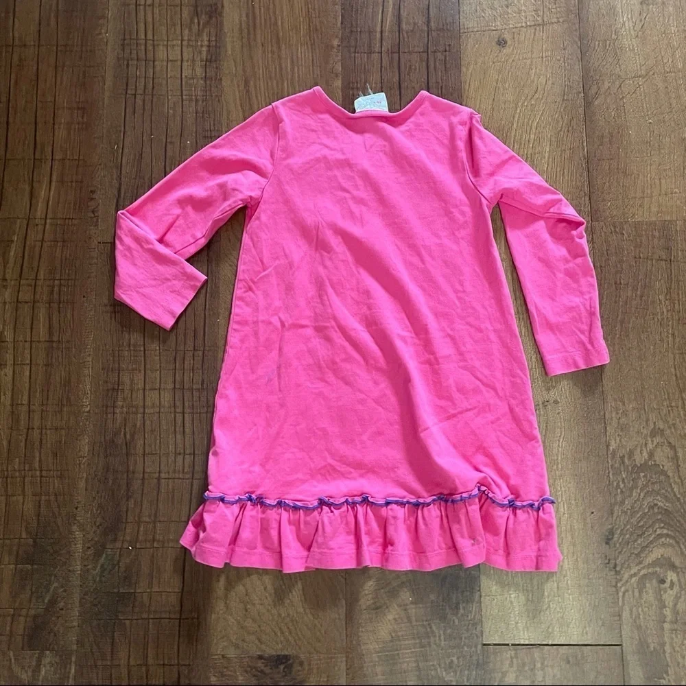 Hanna Andersson girls pink dress w/ flowers sz 110/5 100% cotton